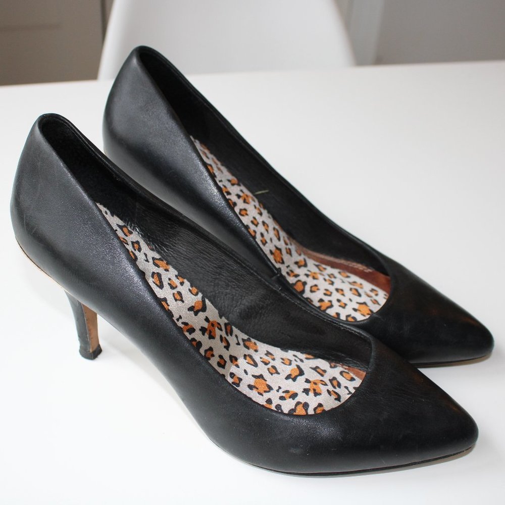 Aldo Black Genuine Leather Pointed Toe Heels